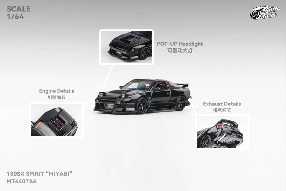 Micro Turbo 1/64 Nissan 180SX Spirit Rei Miyabi Black