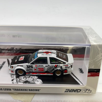Inno64 1/64 Toyota Corolla AE86 Levin ''Trackerz Racing'' White - IN64- AE86-TRACKERZ
