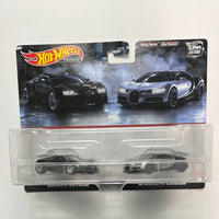 Hot Wheels 1/64 Car Culture Premium 2 Pack Bugatti Veyron Black & ‘16 Bugatti Chiron Grey