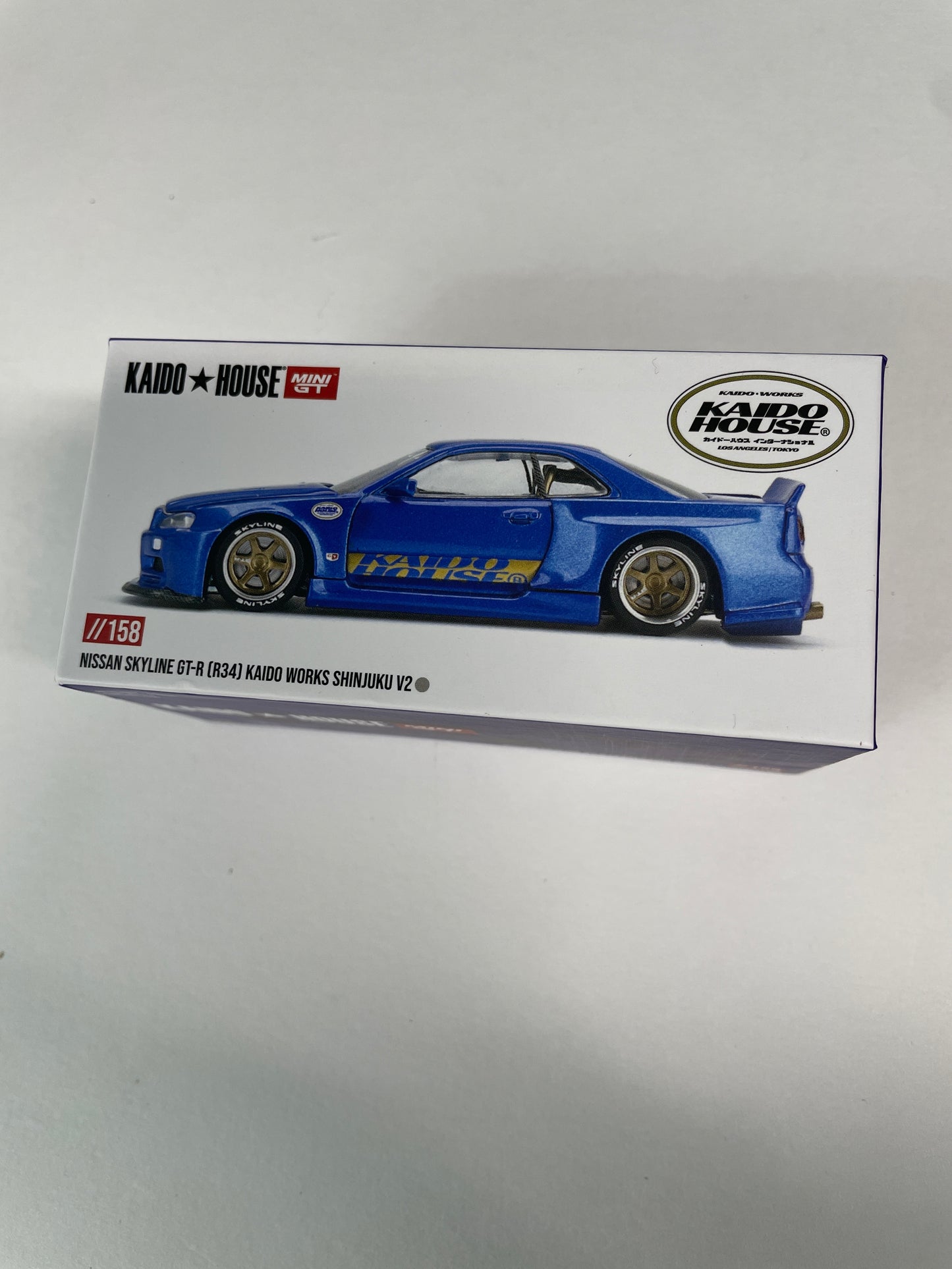 *Chase* Mini GT x Kaido House 1/64 Nissan Skyline GT-R (R34) Kaido Works (V2 Aero) Shinjuku V2 Blue