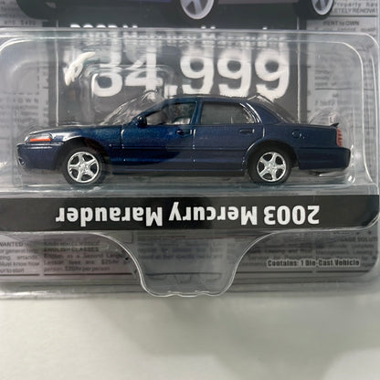 *Upside Down Bottom Text* 1/64 Greenlight 2004 Mercury Marauder Blue - Classified Ads - LBE Exclusive