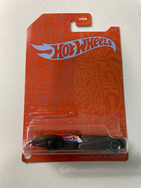 Hot Wheels 1/64 Orange & Blue Custom Cadillac Fleetwood Black & Orange - Damaged Card