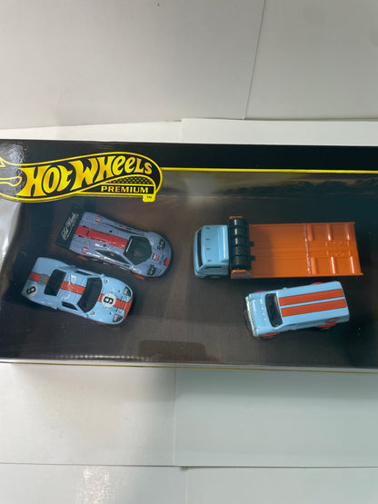Hot Wheels 1/64 Premium Collector Car Culture Box Set Gulf Blue & Orange - JHW43