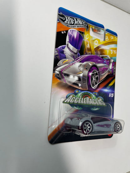 Hot Wheels 1/64 Silver Series Acceleracers Iridium Silencerz Grey/Purple -JCB92 (Euro Card) -Damaged Box
