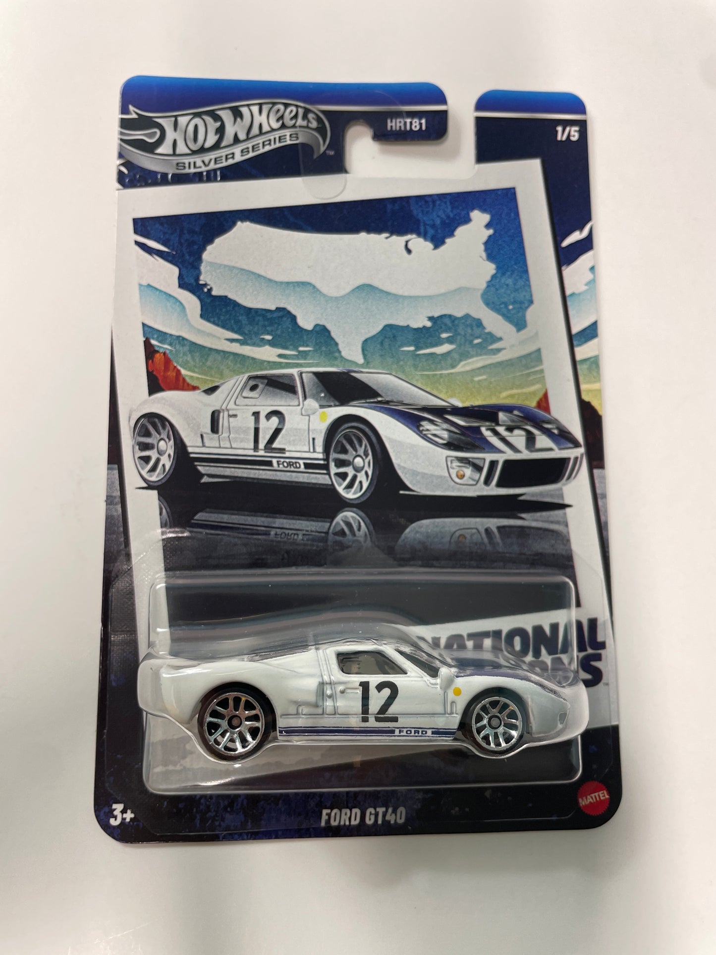 Hot Wheels 1/64 Silver Series National Icons Ford GT40 White
