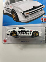 Hot Wheels 1/64 Mazda RX-7 Police White - Damaged Card