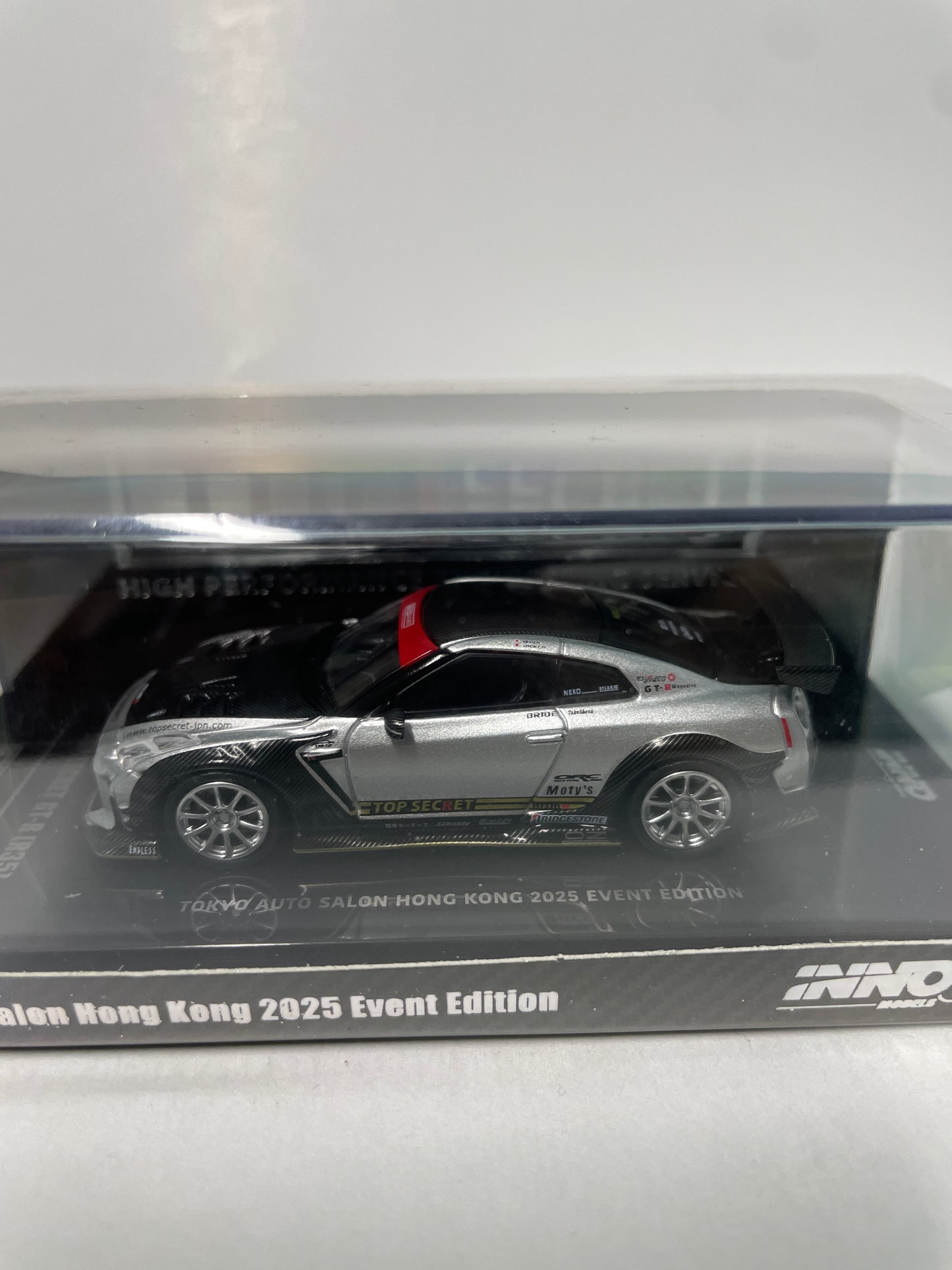 Inno64 1/64 Top Secret Nissan GT-R (R35) Tokyo Auto Salon Hong Kong 2025 Event Edition Grey & Black - IN64-R35TS-TASHK25
