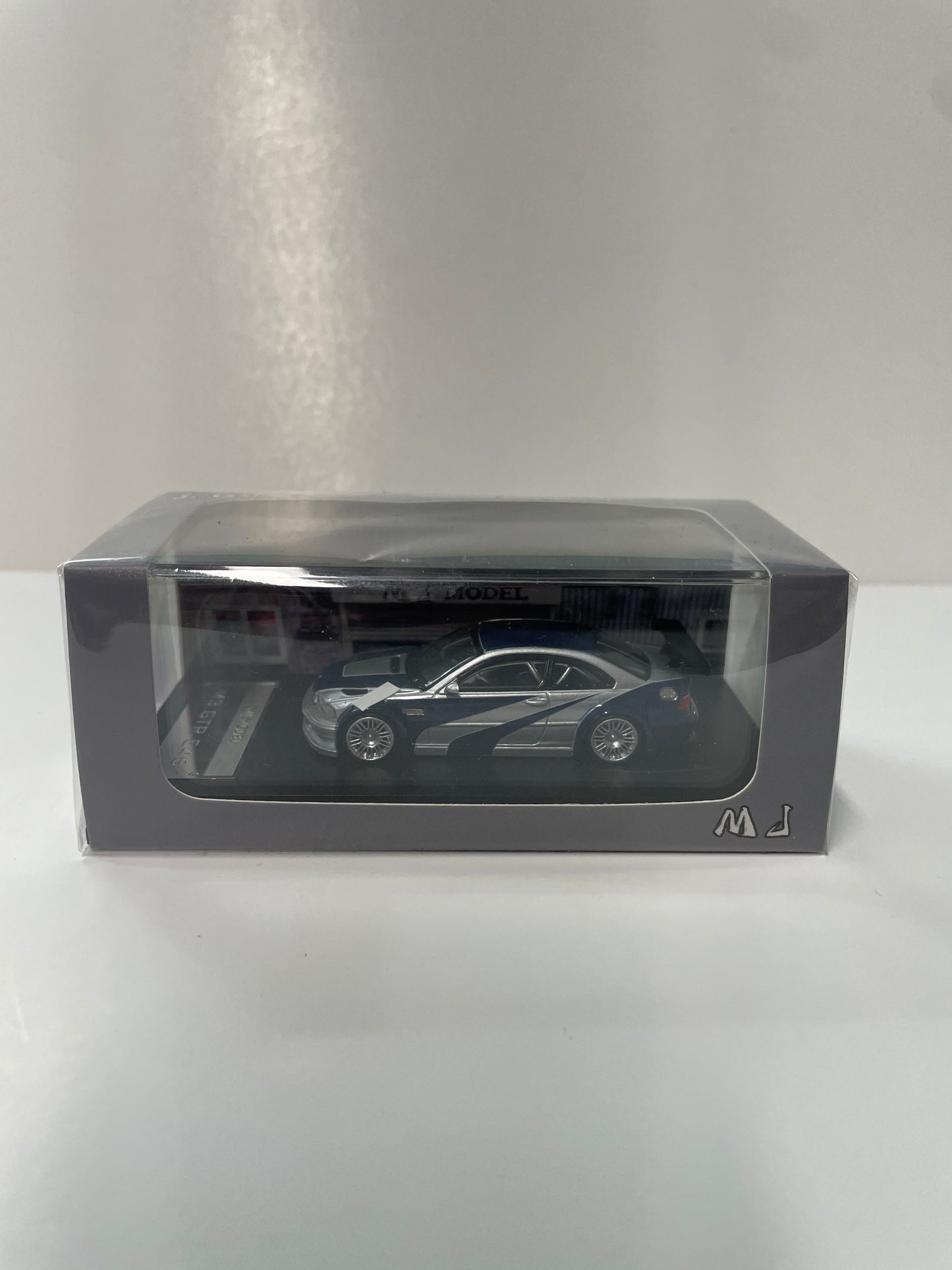 MJ Model 1/64 BMW M3 GTR E46 Silver & Blue Need for Speed
