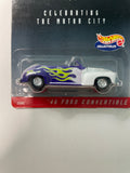 Hot Wheels 1/64 13th Annual Collector’s Convention Michigan ‘46 Ford Convertible White & Purple - Damaged Card