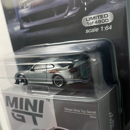 *Chase* Mini GT 1/64 Nissan Silvia Top Secret (S15) – Silver – Mijo Exclusives