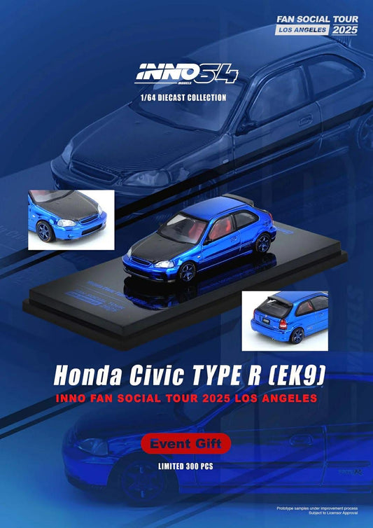 Inno64 1/64 Los Angeles Fan Social Tour 2025 Honda Civic Type-R (EK9) Blue