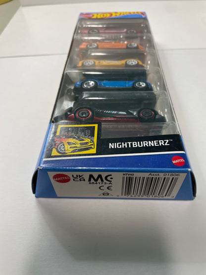 Hot Wheels 1/64 5 Pack Nightburnerz - Damaged Box