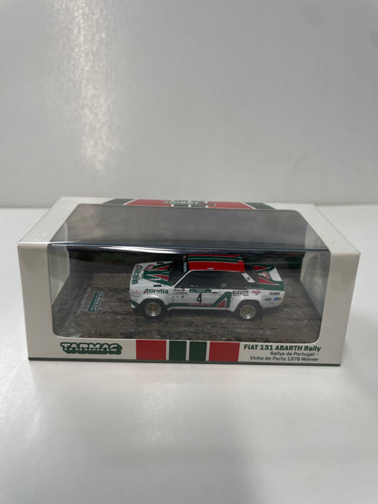Tarmac Works 1/64 FIAT 131 ABARTH Rally Rallye de Portugal - Vinho do Porto 1978 Winner #04 White & Green - HOBBY64 - T64-094-78RP04