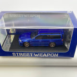 1/64 Street Weapon Nissan Stagea R34 w/ Extra Wheels & Roof Box Blue