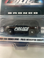 Greenlight 1/64 Hobby Exclusive 2021 Ford Bronco Sport Police Interceptor Concept Black