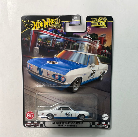 Hot Wheels 1/64 Boulevard Mix U ‘66 Chevrolet Corvair Yenko Stinger White & Blue
