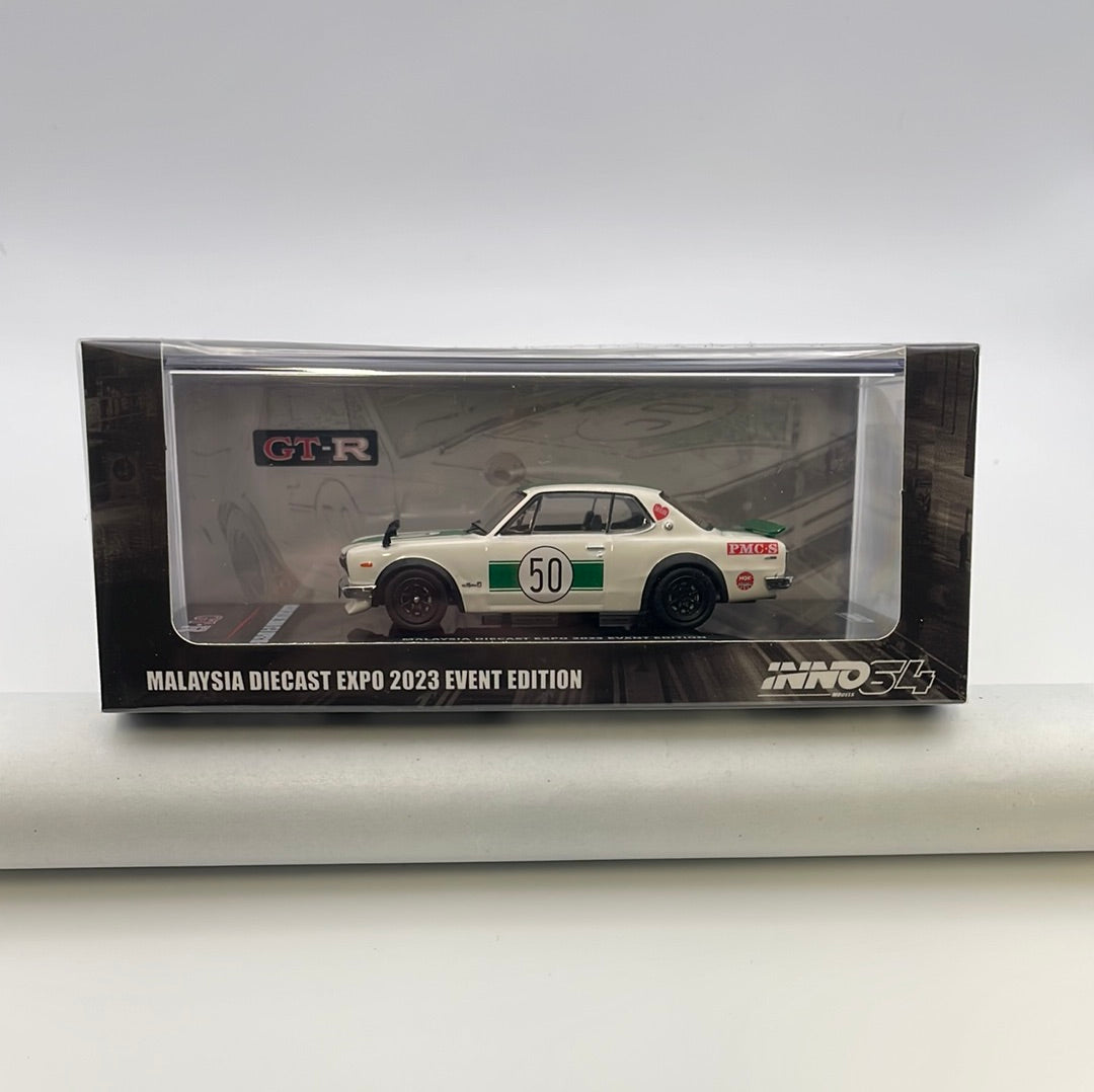 Inno64 1/64 Nissan Skyline 2000 GT-R (KPGC10) Malaysia Diecast Expo 2023 Event Edition White