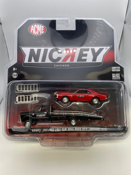 Greenlight x Acme 1/64 Nickey Chicago 1970 Chevrolet C-30 Ramp Truck w/ 1967 Chevrolet Camaro Error (Read Description)