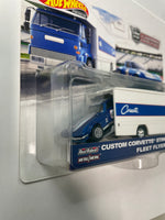 Hot Wheels 1/64 Car Culture Team Transport Custom Corvette Stingray coupe & Fleet Flyer Blue & White - Damaged Card