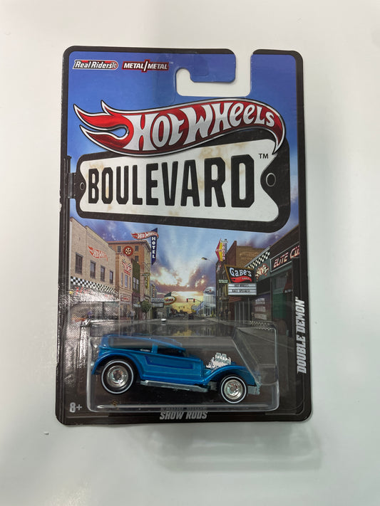 Hot Wheels 1/64 Boulevard Double Demon Blue - Damaged Card