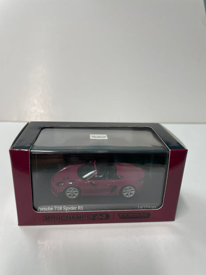 Minichamps x Tarmac Works 1/64 Porsche 718 Spyder RS Ruby Star Neo - COLLAB64 Purple