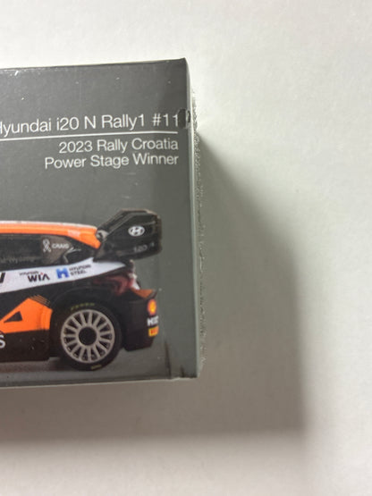 Mini GT 1/64 Hyundai i20 N Rally1 #11 2023 Rally Croatia  Power Stage Winner Black & Orange - MGT00972 - Damaged Box
