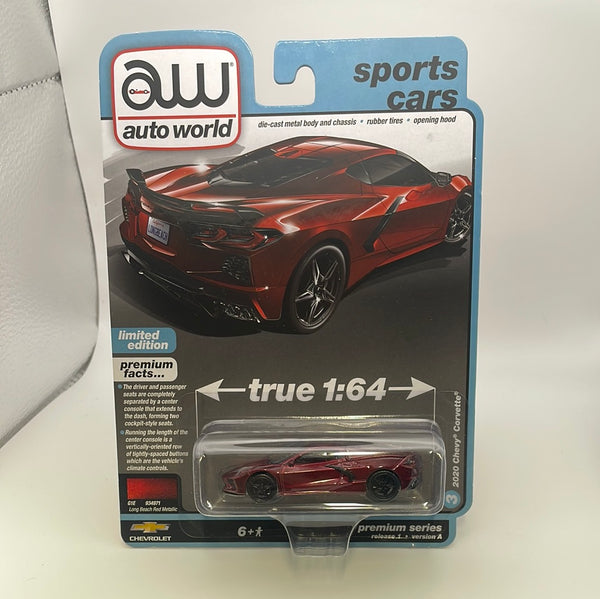Auto World 1/64 Sports Cars Version A 2020 Chevy Corvette Long Beach Red Metallic