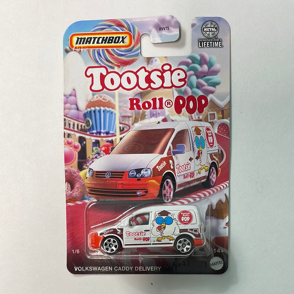 Matchbox 1/64 Candy Series Volkswagen Caddy Delivery White - Tootsie Roll Pop