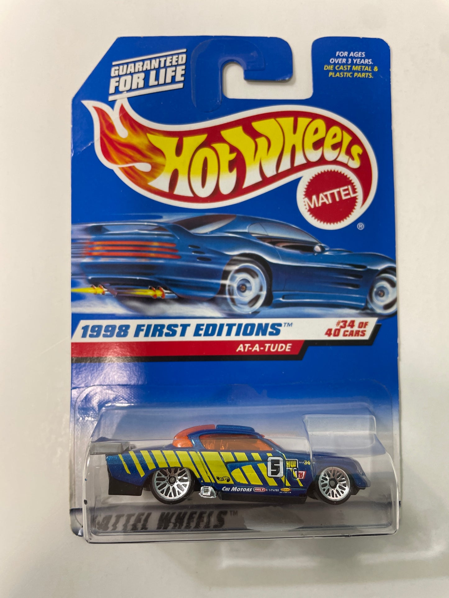 Hot Wheels 1/64 AT-A-Tude Blue - Damaged Box
