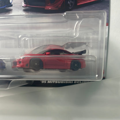 Hot Wheels 1/64 Car Culture Premium 2 Pack - Mitsubishi Lancer Evolution VI Blue & ‘95 Mitsubishi Eclipse Red