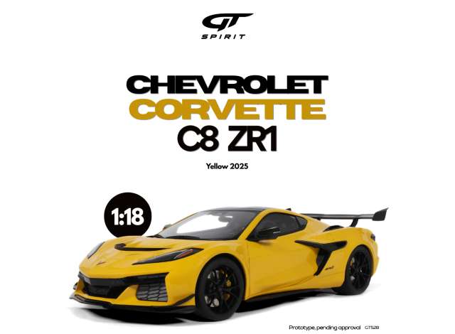 GT Spirit 1/18 2025 Chevrolet Corvette C8 ZR1 Resin Series Yellow - GT528
