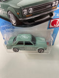 Hot Wheels 1/64 ‘71 Datsun 510 Green - Damaged Card