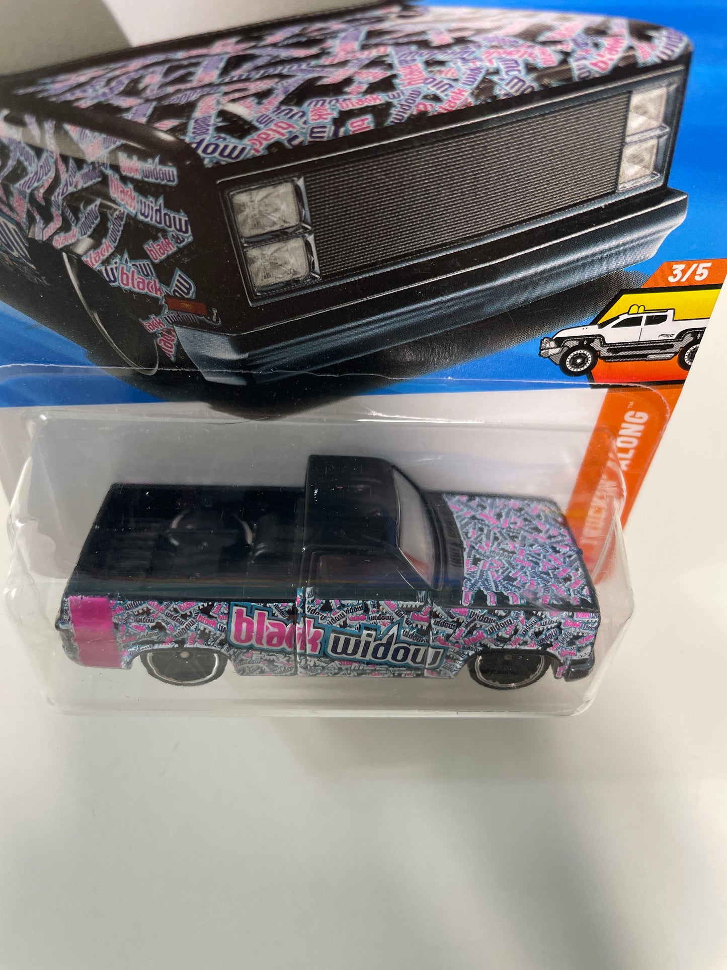 Hot Wheels 1/64 '83 Chevy Silverado Black & Pink - Damaged Box