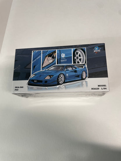 Demon King Auto 1/64 2025 Auto Expo Singapore Ferrari F40 LBWK Blue - Damaged Box