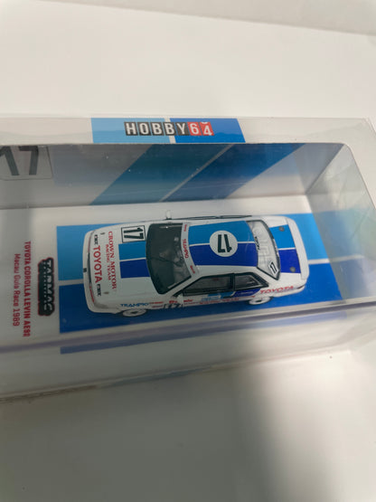 Tarmac Work 1/64 #17 Toyota Corolla Levin AE92  Macau Guia Race 1989 White & Blue Hobby64  - T64-036-89MGP17