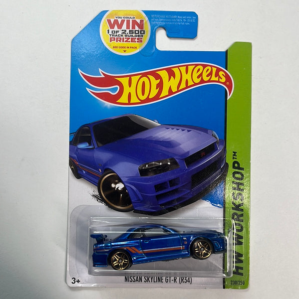 Hot Wheels Nissan Skyline GT-R R34 Blue (2014 HW Workshop) - Damaged Box