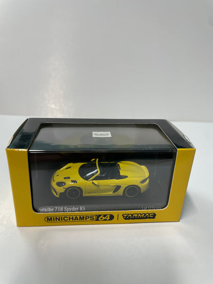 Minichamps x Tarmac Works 1/64 Porsche 718 Spyder RS Racing Yellow - COLLAB64