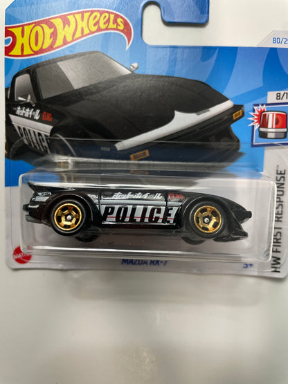 Hot Wheels 1/64 Mazda RX-7 Police Black Short Card