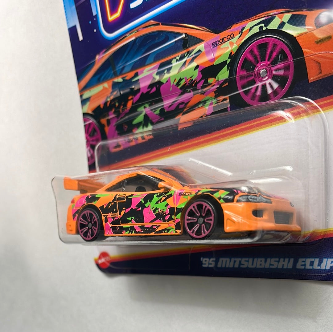 Hot Wheels 1/64 Neon Speeders ‘95 Mitsubishi Eclipse Orange & Pink