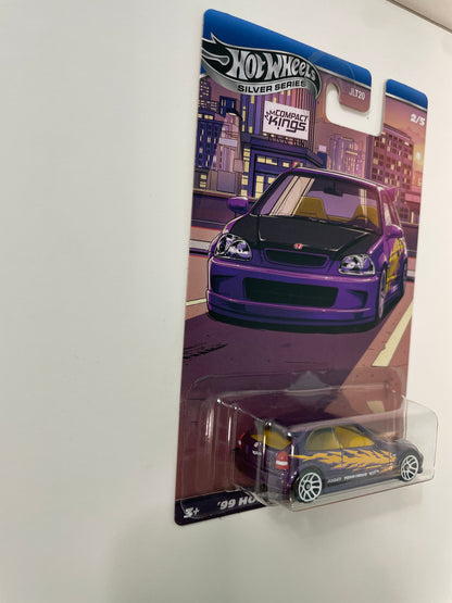 Hot Wheels 1/64 Silver Series Compact Kings '99 Honda Civic Type R (EK9) Purple - JKX57
