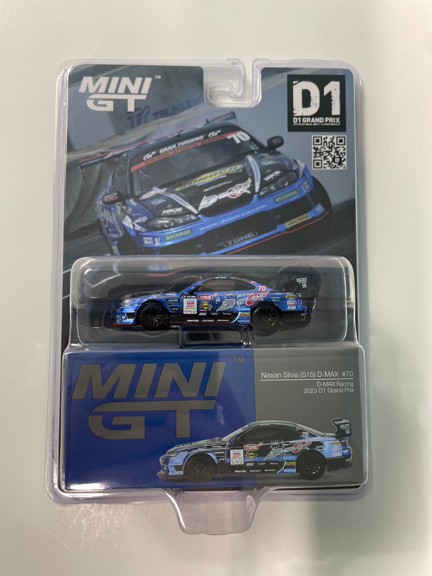 Mini GT 1/64 Nissan Silvia (S15) D-MAX #70 D-MAX Racing 2023 D1 Grand Prix Blue