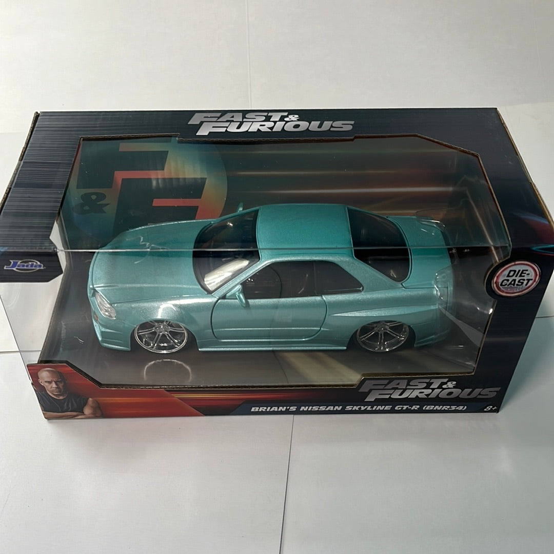 Jada 1/24 Brian’s 2002 Nissan Skyline GT-R34 Green Fast and Furious - Damaged Box