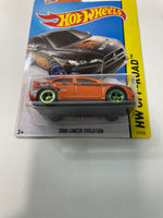 Hot Wheels 1/64 Factory custom Super Treasure Hunt 2008 Mitsubishi Lancer Evolution Orange w/ Gold Wheels- Damaged Card