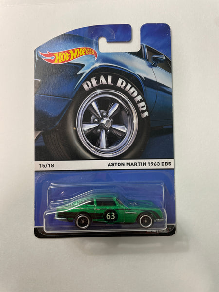 Hot Wheels 1/64 Real Riders Aston Martin 1963 DB5 Green - Damaged Card