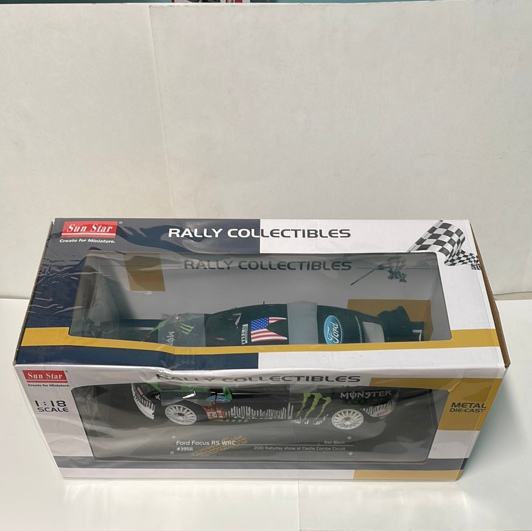 1/18 Sunstar Ford Focus RS WRC 2010 Rallyday Show At Castle Combe Circuit Ken Block Black - Damaged Box