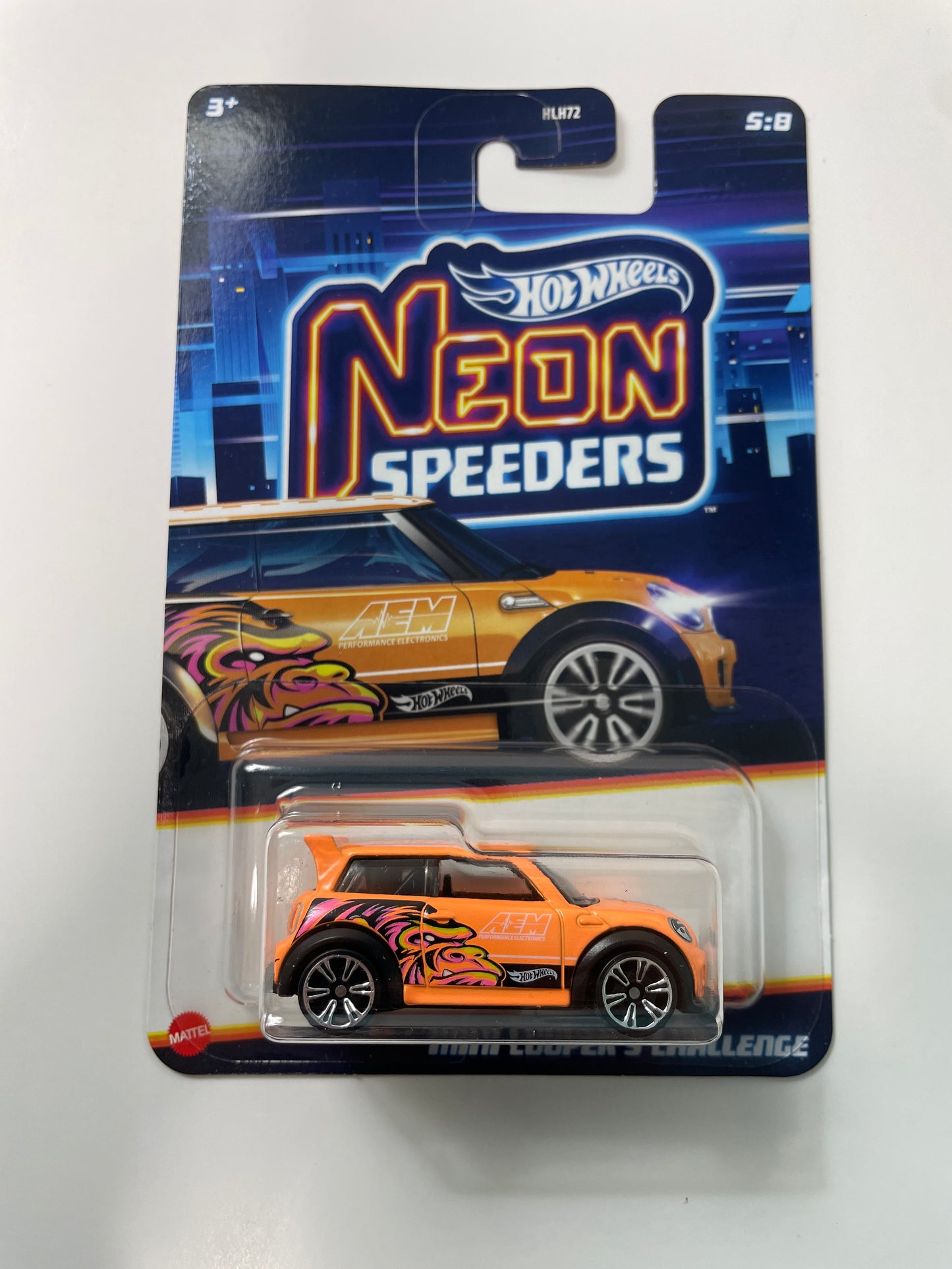 Hot Wheels 1/64 Neon Speeders Mini Cooper S Challenger Orange
