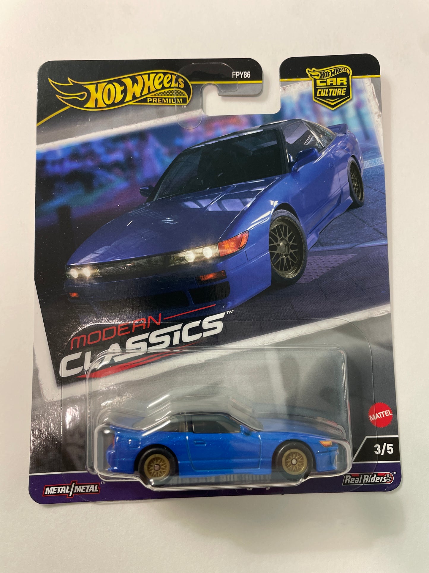 Hot Wheels 1/64 Car Culture Modern Classics Nissan SilEighty Blue - HRV75 - Damaged Box