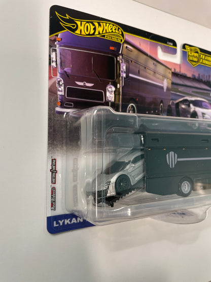 Hot Wheels 1/64 Car Culture Team Transport Lykan Hypersport & Euro Hauler Camion De Transport - JBM39 - Damaged Box