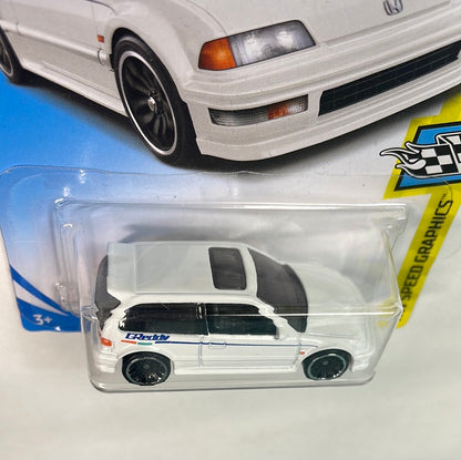 Hot Wheels 1/64 ‘90 Honda Civic EF Greddy White - Damaged Card