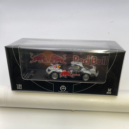 Time Micro 1/64 Mazda RX-7 Rocket Bunny Red Bull Grey & Black